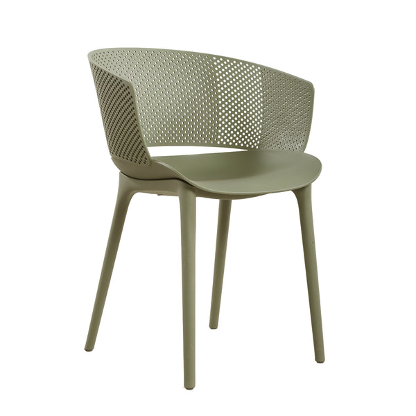 English Elm Gerald Outdoor Stackable Dining Chairs Uv Resistant Molded Plastic Patio Set of 2 Sage Green N776P390476G