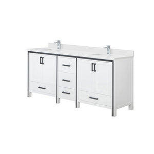 English Elm White Double Bath Vanity With White Quartz Top & Faucet Set - Stylish Storage & Easy Maintenance B2731P260645-GIGA