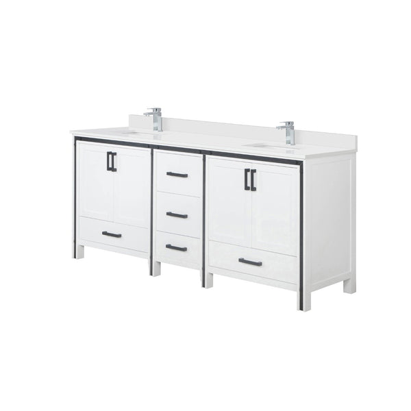 English Elm White Double Bath Vanity With White Quartz Top & Faucet Set - Stylish Storage & Easy Maintenance B2731P260645-GIGA