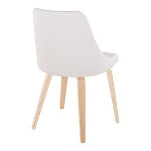 English Elm Marche Contemporary Accent Chairs Set Of 2 – Natural Wood & White Faux Leather For Modern Spaces B202S01254