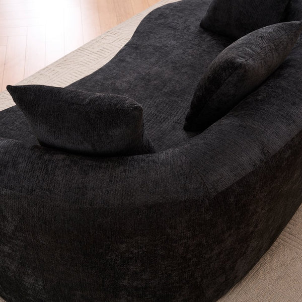 English Elm Crescent-shaped Cloud Sofa Three Seat Low Profile Chenille Living Room Curved Couch Black W2012P375731