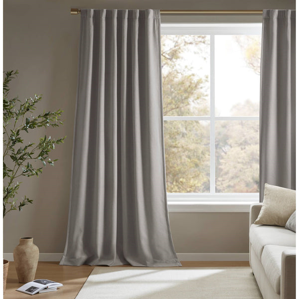 English Elm 2-pk 52x95 Total Blackout Curtain Panels Noise Reducing Embossed Bedroom Set Grey B035P496619