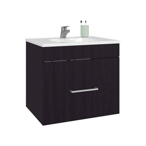 English Elm Bathroom Vanity with Sink Engineered Wood, Single Drawer Storage, Compact Modern Minimalist Design Black 28.35 L x 23.23 W x 11.81 H B097P350323