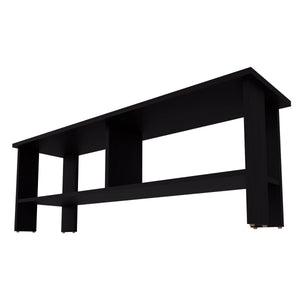 English Elm Wengue White and Natural Oak TV Stand with 5 Open Shelves, Rustic-Modern Media Console for Storage and Display (53.9") B062P290285