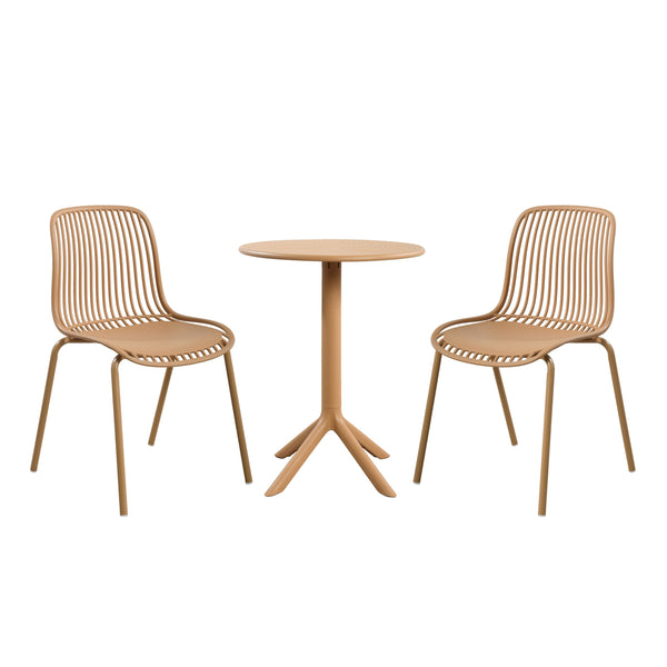 English Elm Eldred Outdoor Stackable Dining Chairs Set of 2 Uv Resistant Patio Seating Brown Yellow N776P390471Y