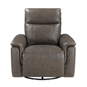 English Elm Luxury Premium Leather Recliner with 360° Swivel, Gentle Glide, High-Density Foam & Pocket Coils Dark Brown 36 L x 30.5 W x 26 H B011P395828