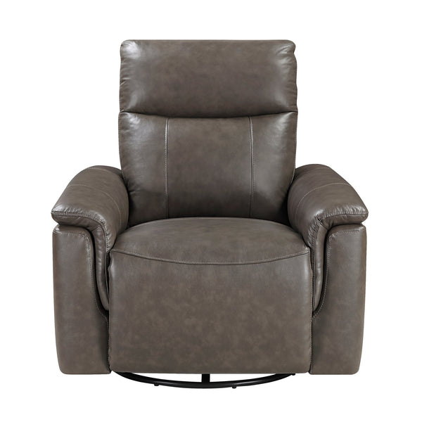 English Elm Luxury Premium Leather Recliner with 360° Swivel, Gentle Glide, High-Density Foam & Pocket Coils Dark Brown 36 L x 30.5 W x 26 H B011P395828