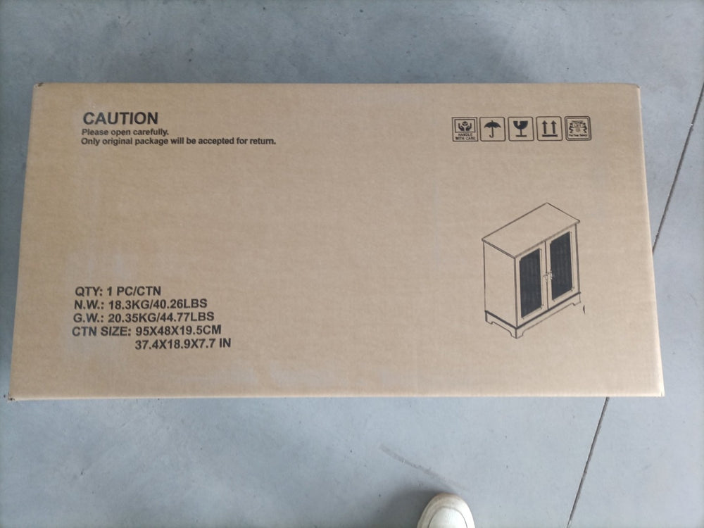 English Elm Sideboard Buffet Storage Cabinet With Rattan Doors, Coastal Design, Versatile Use For Home Decor W1706P311105-GIGA