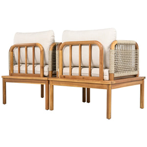 English Elm Christopher Knight Home® - Outdoor Acacia Wood Rope Club Chair Set Of 2 - Stylish & Weather-Resistant Cushions For Patios N757P242305B