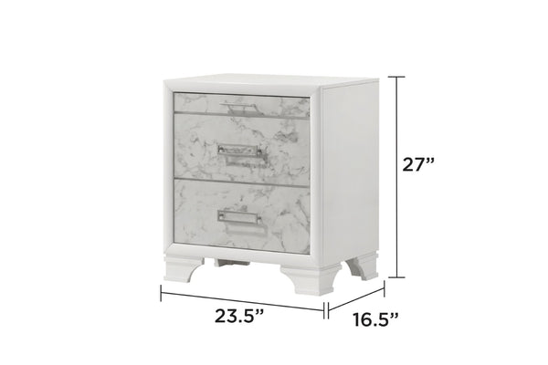 English Elm Soul Modern Style Queen 4Pc Bedroom Set - Elegant Design With Usb-C, Bluetooth, And Marble Accents B009S01613-GIGA