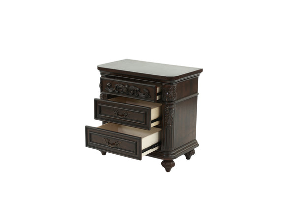 English Elm Traditional Antique Walnut Nightstand with 2 Drawers, Turned Legs, Cherry Veneer Finish, Curved Metal Pulls, 28x17x29" B011P210739