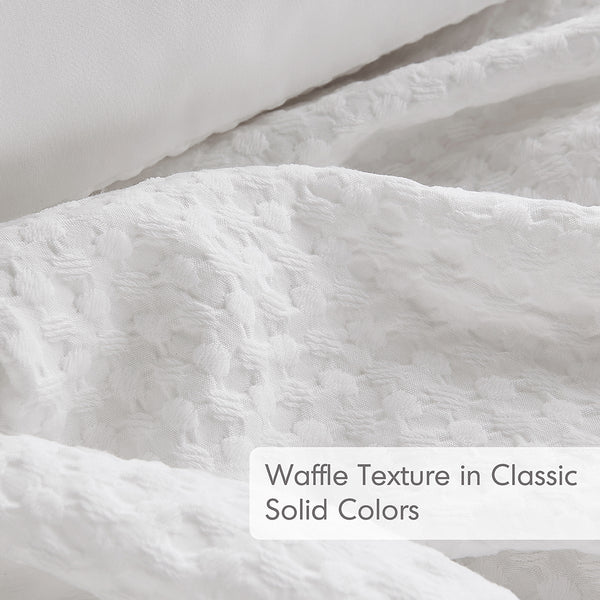 JLA Home Comfort Spaces - Waffle waffle-weave textured duvet cover set for all-season comfort, breathable, machine-washable style 90 L x 104 W x 0.13H AM12-0057