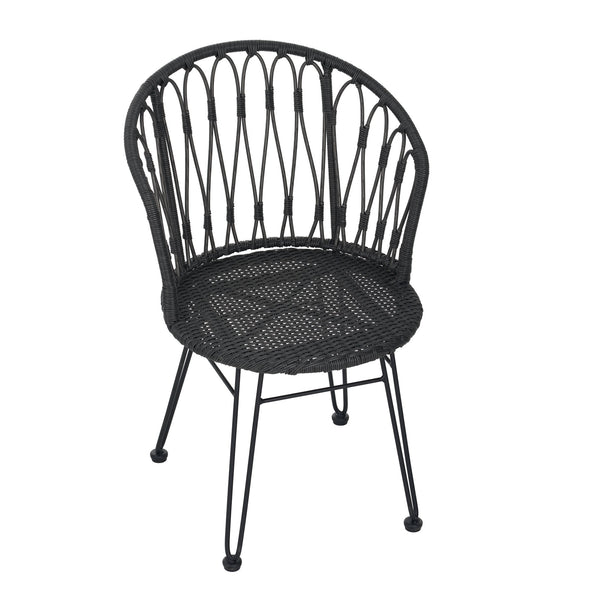 English Elm Christopher Knight Home® - TAVON Woven Rattan Dining Chairs (2-Pack) with Gray Cushions, Sturdy Iron Frame, 300 lb Capacity N762P240772E