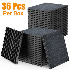 English Elm New Interlocking Polypropylene Patio Floor Tiles 44 Piece Set for Balcony Poolside Use W3022P251862