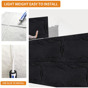 English Elm 3d Faux Stone Pu Wainscoting Panels Lightweight Waterproof Interior Accent Wall Set Antique Black W347P478074