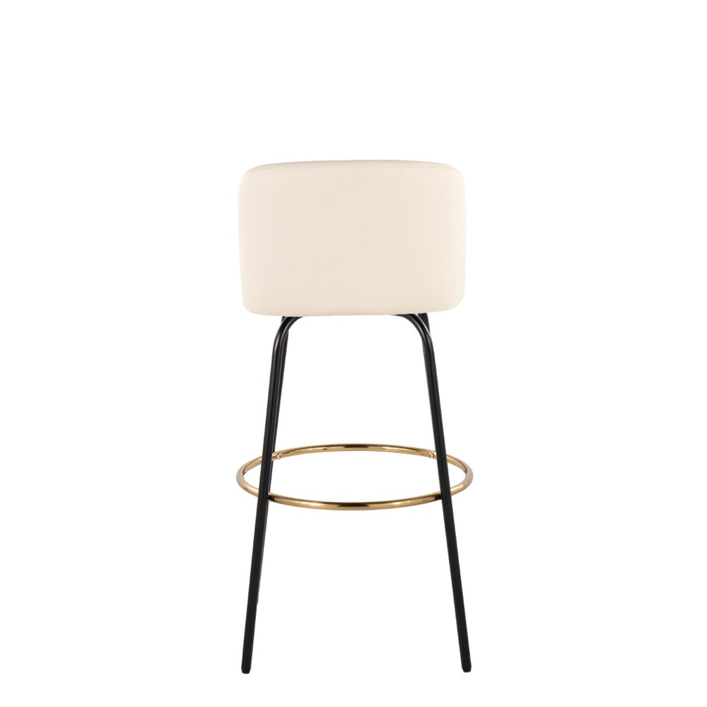 English Elm Toriano 30" Cream Faux Leather Barstools With Gold Footrest - Stylish Swivel Set Of 2 For Home Bars B202S00690-GIGA