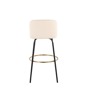 English Elm Toriano 30" Cream Faux Leather Barstools With Gold Footrest - Stylish Swivel Set Of 2 For Home Bars B202S00690-GIGA