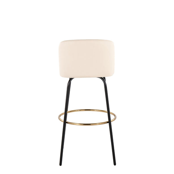 English Elm Toriano 30" Cream Faux Leather Barstools With Gold Footrest - Stylish Swivel Set Of 2 For Home Bars B202S00690-GIGA