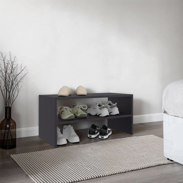 English Elm Silpa Small Shoe Rack 3-Tier Compact Organizer, 23.6" Wide Black Modern Shelf Bench for Entryway B070P363831