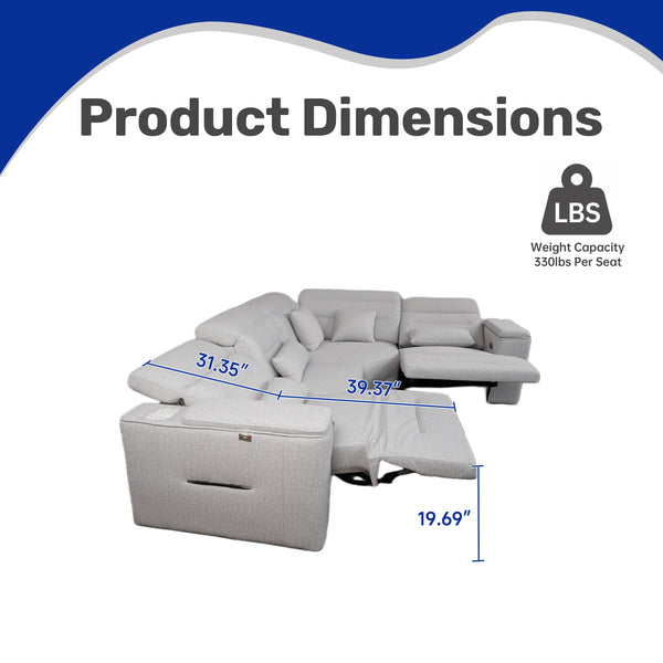 English Elm Power Reclining Sectional Sofa with Bluetooth Speakers Wireless Charging and Storage Console W3795S00017