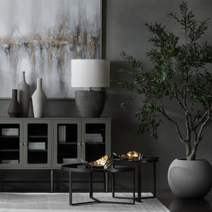 Crestview Collection 31" H Ceramic Table Lamp With Elegant Dark Grey Finish, Gold Accents, And Dual Pulls For Easy Control   Cvazp125