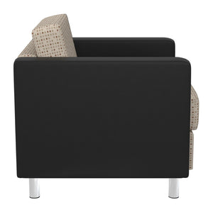 OSP Home Furnishings Pacific Vinyl Club Armchair with Chrome Legs for Modern Living Room Lounge Seating Luna Black PAC51-K100/R107