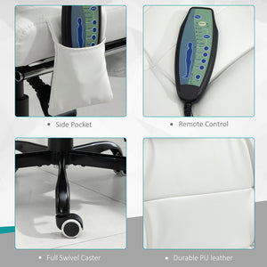 English Elm Vinsetto 7-Point Vibrating Massage Office Chair with Recline, Lumbar Support, Footrest, White W2225P173838