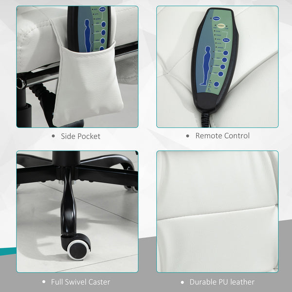 English Elm Vinsetto 7-Point Vibrating Massage Office Chair with Recline, Lumbar Support, Footrest, White W2225P173838