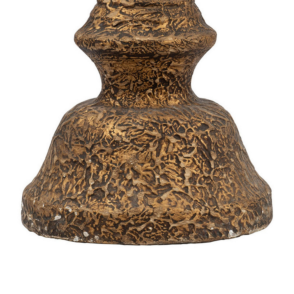 English Elm Mia Antique Brass Turned Pedestal Pillar Candle Holder for Elegant Dining Decor B056P416848