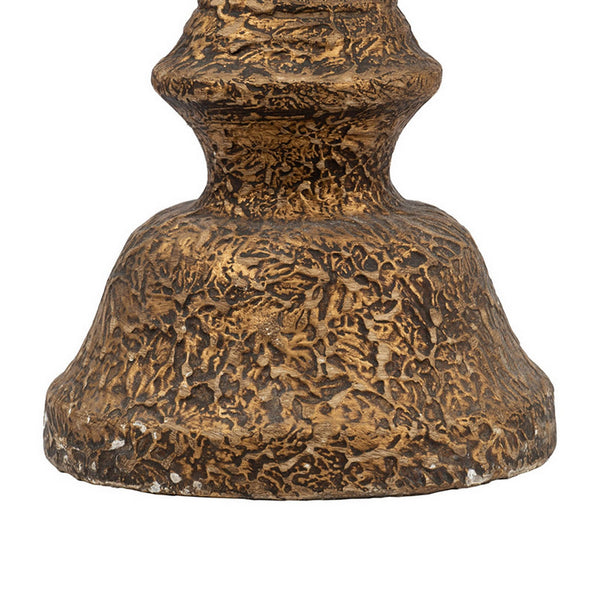 English Elm Mia Antique Brass Turned Pedestal Pillar Candle Holder for Elegant Dining Decor B056P416848