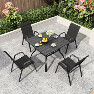 English Elm Outdoor Teslin Patio Chair Wide Ergonomic Seat Rust Proof Frame Commercial Grade Black W3979P392982