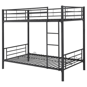 English Elm Marin Black Twin Over Twin Bunk Bed with Integrated Lighting, Sleek Metal Frame for Space-Saving Comfort B062P331074
