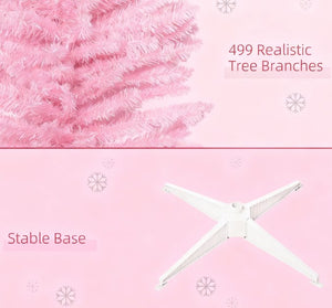 English Elm Snow Flocked Pink Pencil Artificial Christmas Tree for Entryway or Bedroom Corner T3971P419320
