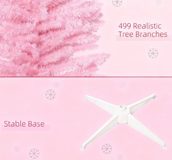 English Elm Snow Flocked Pink Pencil Artificial Christmas Tree for Entryway or Bedroom Corner T3971P419320