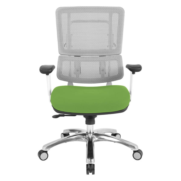 OSP Home Furnishings White Mesh Ergonomic Manager Chair with Lumbar Support and Adjustable Arms for Office Green 99661W-6