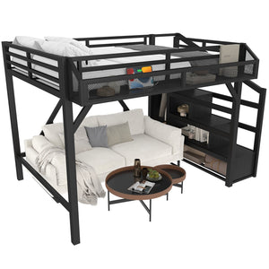 English Elm Twin House Frame Bed Pine Wood with Storage Drawers and Shelves for Kids Bedroom W1580S00410