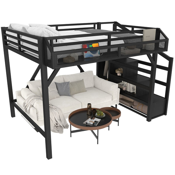 English Elm Twin House Frame Bed Pine Wood with Storage Drawers and Shelves for Kids Bedroom W1580S00410