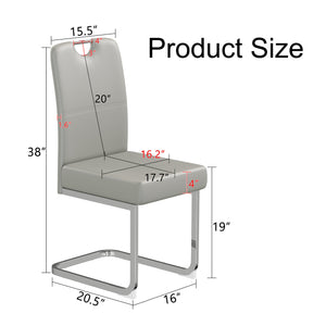 English Elm Set of 4 Gray Pu Leather Dining Chairs with Spring Cushion and Ergonomic Metal Frame W3226P345823