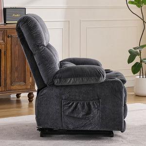 English Elm Dual Motor Large Power Lift Recliner Chair with Waist Kneading & Heat, Extended Footrest, USB Ports Grey W1521S00072