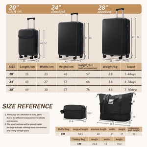 English Elm Luggage 5 Piece Hardside Abs Set with Front Access Carry on and Tsa Spinner Wheels Black N732P391557B