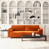 English Elm Ashcroft Furniture - Anthony  Burnt Orange Pillow Back Velvet Sofa