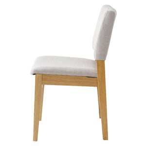 English Elm Upholstered Stackable Dining Chairs Linen Fabric Rubberwood Frame Rustic Set of 2 Natural N752P327192N