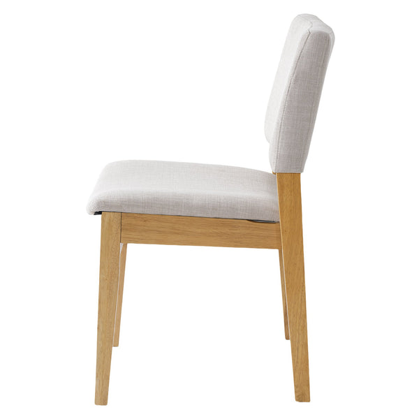 English Elm Upholstered Stackable Dining Chairs Linen Fabric Rubberwood Frame Rustic Set of 2 Natural N752P327193N