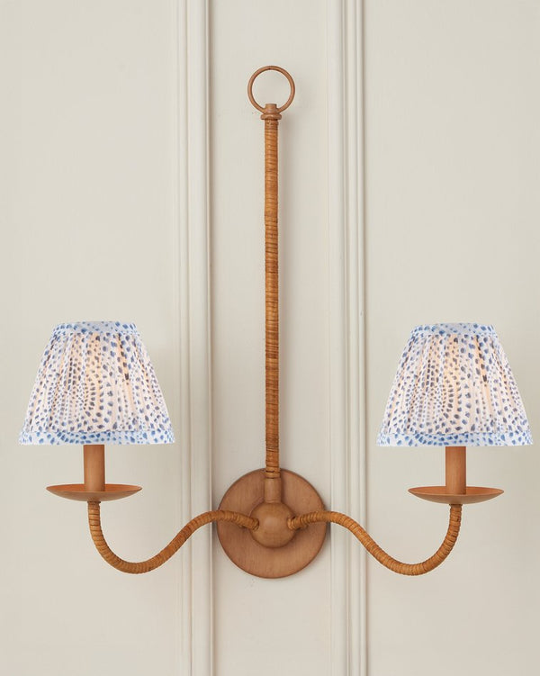 Currey & Company Lenore Elegant Tapered Chandelier Shade With Vibrant Abstract Block-print Design For Stylish Lighting Blue Cotton 0900-0050-currey-company
