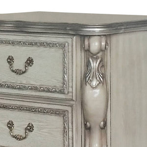 English Elm Vintage Bone White Romantic 2-Drawer Nightstand with Felt-Lined Drawers, Claw Legs, Ornate Charm B062P189125
