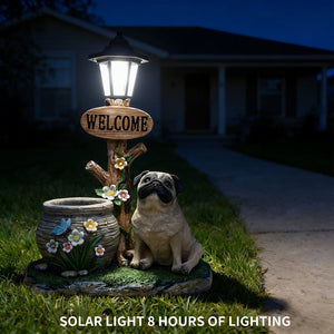 English Elm Schnauzer Solar Led Resin Planter Statue Outdoor Garden Accent for Patio Decor W5398P464252