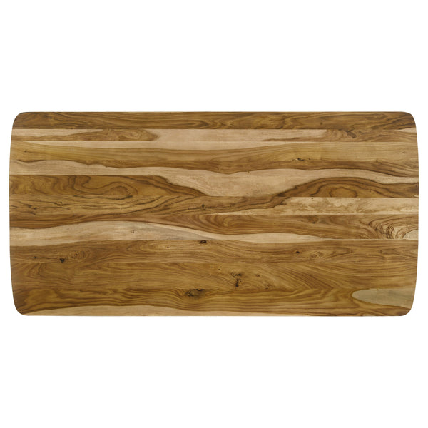 English Elm Crossmoor Natural Sheesham Dining Table with Tapered Legs, Chevron Apron Accent & Bold Grain Finish B062P350429