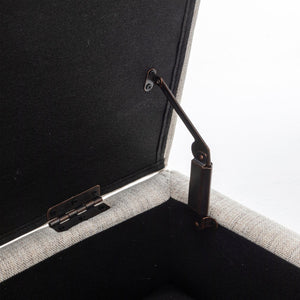 English Elm Storage Bench Upholstered Linen Entryway Ottoman with 300 lb Capacity, Hidden 7.8" Storage, Solid Wood Legs Off White W2200P152169