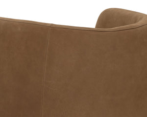 Sunpan Emilie Swivel Lounge Chair - Luxurious Nubuck Caramel Leather & Solid Oak Base for Ultimate Comfort