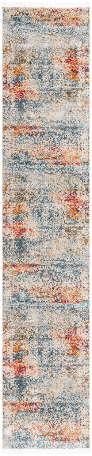 Unique Loom Baracoa Panamericana Machine Made Medallion Rug Cream, Blue/Orange/Red/Gray/Gold 2' 7" x 13' 1"